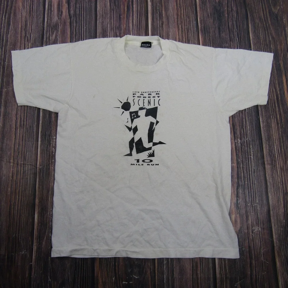 Vintage Screen Stars Best Park Forest Scenic Shirt Mens L White SingleStitch Tee